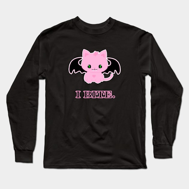 Crazy Cute Vampire Cat Meme Long Sleeve T-Shirt by tandre